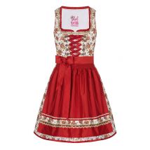 Mini Dirndl 55cm creme geblümt rot Linda 006924