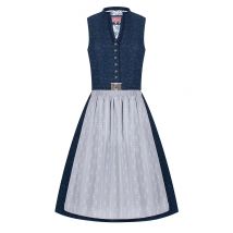 Midi Dirndl 65cm dunkelblau gemustert hellgrau Antonia 007376