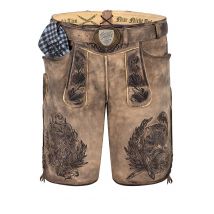 Lederhose kurz mit Gürtel graubraun antik Watzmann 015508