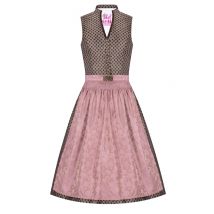 Midi Dirndl 65cm braun gemustert altrosa Nadia 005610