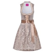 Mini Dirndl 60cm taupe beige geblümt Jana 005446