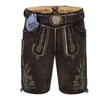 Lederhose kurz dunkelbraun oliv Braumeister 013317