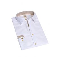Trachtenhemd langarm weiß braun Stretch 011929 - slim fit