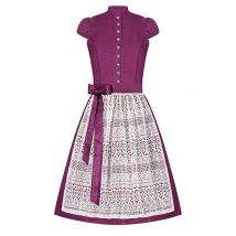 Midi Dirndl 65cm aubergine gepunktet creme Madleine 006521