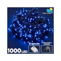 Catena Luminosa 1000 Luci Led Lucciole Blu Controller 8 Funzioni Interno Esterno