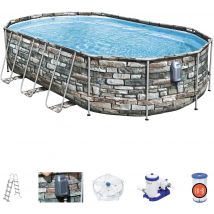 BESTWAY PISCINA FUORI TERRA POWER STEEL COMFORT JET OVALE 610 X 366 X 122 CM