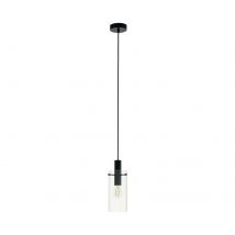 Lampada a Sospensione Acciaio Lampadario Vetro Nero Moderno E27 Montefino EGLO