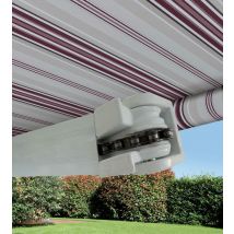 Tende da Sole a Bracci Barra Quadra con Catena Balcone Avvolgibile Alluminio Dimensioni: 3 x 2 m, Colore: Rigato Bordeaux