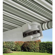 Tende da Sole a Bracci Barra Quadra con Catena Balcone Avvolgibile Alluminio Colore: Rigato Verde, Dimensioni: 4 x 3 m