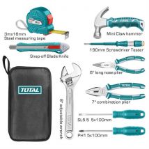 Utensili Manuali Set 9 Pz Pinza Martello Cacciaviti Metro Taglierina Total
