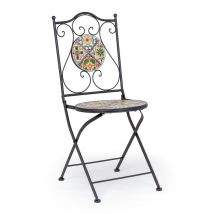 Sedia da Esterno Giardino Decoro in Ceramica Pieghevole Metallo Acciaio Naxos