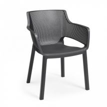 Sedia da Esterno Giardino Impilabile Resina Plastica Grigia Elisa Graphite Keter