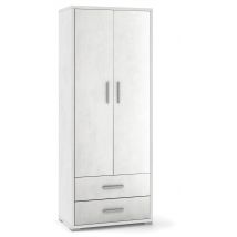 ARMADIO 2 ANTE 2 CASSETTI H182 L71 P41 cm STRUTTURA E FRONTALE BIANCO OSSIDO SARMOG Db359k