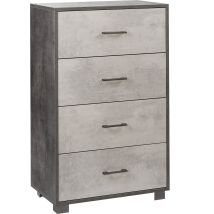 Mobile cassettiera 4 cassetti H110 L71 P41 struttura nero ossido frontali color Cemento 774k Sarmog