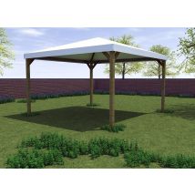 GAZEBO ISCHIA 364X364 Cm IN LEGNO DI PINO MASSELLO COPERTURA IDROREPELLENTE