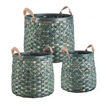 Cesti in Legno Intrecciato Rotondi Natalizi Regalo Colorati Naturali Bizzotto Colore: Verde, Altezza: 39 cm