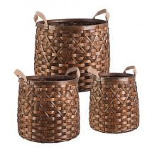 Cesti in Legno Intrecciato Rotondi Natalizi Regalo Colorati Naturali Bizzotto Colore: Marrone, Altezza: 39 cm