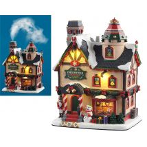 Edificio Camino Effetto Fumo Negozio Illuminato Villaggio di Natale Lemax