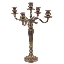 Candelabro Antichizzato Brunito 5 Fuochi Braccia Candeliere Portacandele Laryn Altezza: 52 cm