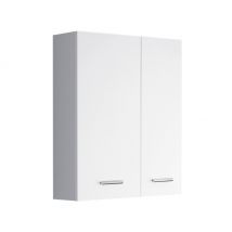 Pensile da Bagno 2 Ante Mobiletto Sospeso in Legno Bianco 60 cm Feridras