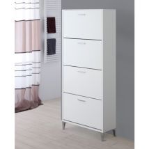 Scarpiera Salvaspazio in Legno Bianco Grigio 4 Ante Armadio 156 cm Feridras Colore: Bianco