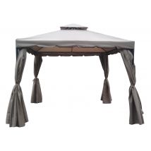 Gazebo 3x3 3x4 in Alluminio Teli Laterali Doppio Tetto Beige Roma Verdelook Formato: 3 x 4 m