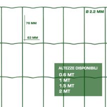 Rete per Recinzioni Metallica Plastificata Verde Resistente in Rotoli Formato: 10 mt x 2 H