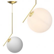 Lampadario Lampada Sospensione Sfera 30 cm Design Moderno Paralume Metallo Oro