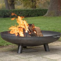 Braciere da Giardino Esterno in Acciaio Nero Tondo Treppiedi Barbecue Dafne