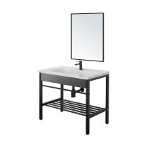 Composizione Bagno in Metallo con Lavabo e Specchio Feridras