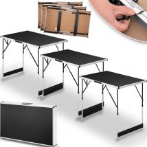 Set 3 Pezzi Tavolo Pieghevole Nero Multifunzione per Esterni Campeggio Pic Nic