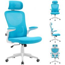 Sedia da Ufficio con Tessuto Traspirante Azzurro Poltrona da Scrivania Girevole