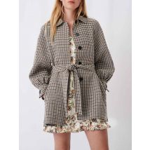 Checked Double Face Coat - T10 - Blue 3490 - Maje