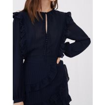 Playsuit With Ruffles - T10 - Navy - Maje