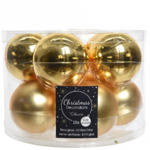 Decoris Christmas baubles Glass Gold - 10 pcs