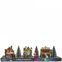 Festive Lit Christmas Village Set - 17 pcs