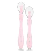 Kikka Boo Silicone Training Spoons with Suction Cup – Pink – 2 pcs