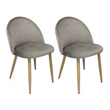 Sedia imbottita in velluto tortora (2 pz) - Sophie - SD03SOPM