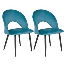 Sedia da pranzo imbottita in velluto blu petrolio - Zoe (2 pz.) SD27ZOPM