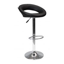 Sgabello da bar cucina regolabile girevole in ecopelle con schienale e poggiapiedi mod. Olbia- Colore: Nero - SG-10EOT