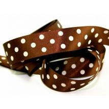 Berisfords Polka Dot Ribbon 25 Brown