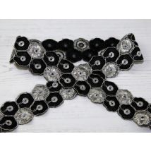 Stephanoise Metallic Floral Braid Trim Black & Silver
