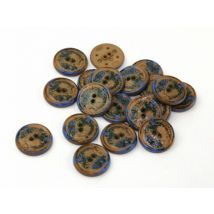 Dill Round Plastic Buttons Brown & Blue