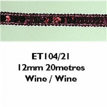 Essential Trimmings Sequin Metallic Edged Trim Wine