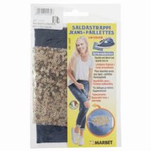 Marbet Iron On Denim Patch with Sequins Blue & Gold