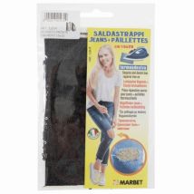 Marbet Iron On Denim Patch with Sequins Black & Black