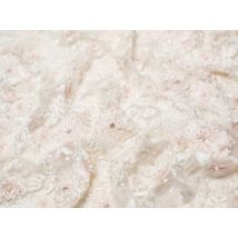 Minerva Core Range Claudia Beaded Lace Fabric Ivory & Blush Pink