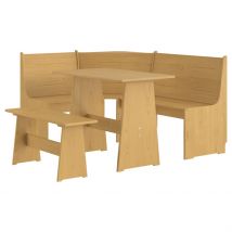 Set da Pranzo 3 pz Marrone Miele in Legno Massello di Pino cod mxl 8048