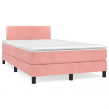 Giroletto a Molle con Materasso Rosa 120x190 cm in Velluto 3269836