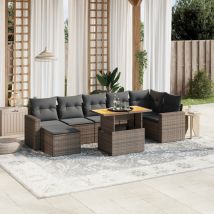 Set Divano da Giardino 8 pz con Cuscini Grigio in Polyrattan 3275601